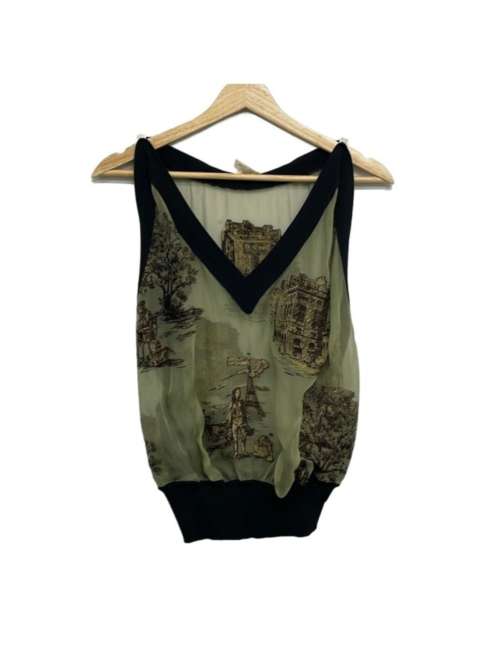 Hermes Sleeveless Top ME Light Green Black Multi